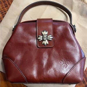 Patricia Nash Kettlewell Top Handle Leather Bag with Crossbody Strap BRITISH TAN